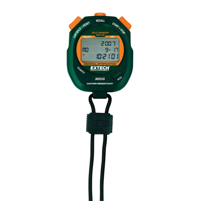Reloj/cronómetro decimal resistente al agua con resoluciones seleccionables por el usuario EXTECH 365535