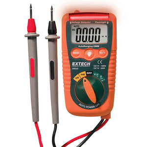 Mini Multímetro de Bolsillo CA/CC Hasta 600 V con 11 Funciones y Detector de Voltaje Sin Contacto (VSC) de EXTECH