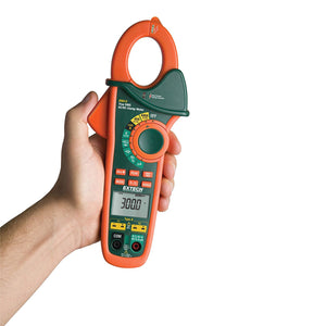 Pinza Amperimétrica CA/CC 400 A, con 2 Entradas P/ Termopar "K" y Detector de Voltaje Sin Contacto (VSC) de EXTECH