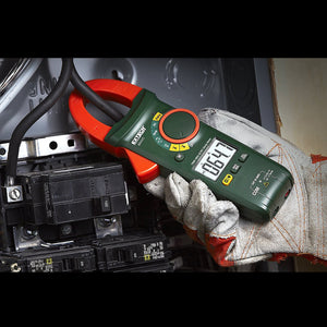 Pinza amperimétrica de CA/CC de RMS (media cuadrática) verdadera de 400 A + VSC (voltaje sin contacto)